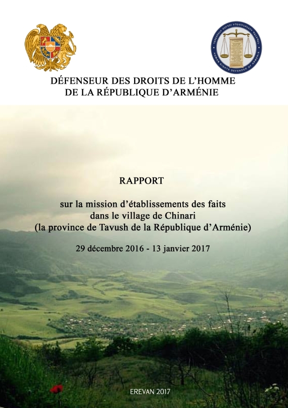 Չինարի գյուղի վերաբերյալ Պաշտպանի հատուկ զեկույցը միջազգային կառույցներին կուղարկվի նաև ֆրանսերեն թարգմանությամբ 