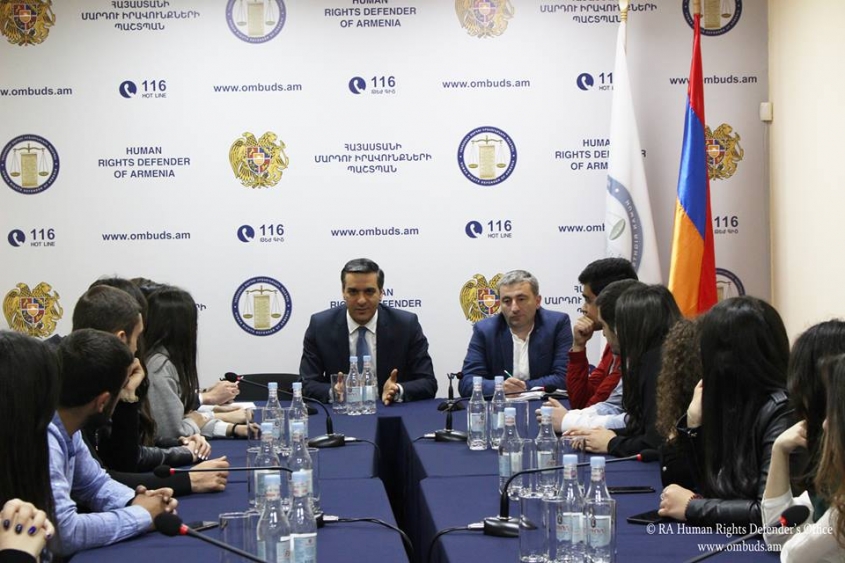 The Human Rights Defender received future lawyer and specialists in international relations of Armenian-Russian (Slavonic) University